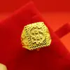 Anel Masculino Dourado Imitando Areia Espessado para Trazer Riqueza e Fortuna para Anel de Homens Idosos Joias E-Commerce Transmissão Ao Vivo Fornecimento Atacado