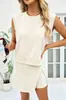 Conjunto de Duas Peças Moda Casual Cor Sólida para Mulheres, Comércio Exterior Transfronteiriço, Verão 2025 Novo, Camiseta de Manga Curta 100% Algodão e Calça Três Quartos