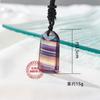 Colgante de fluorita de cristal natural colorido con forma de tarjeta, colgante cuadrado de fluorita arcoíris, joyería de cristal al por mayor