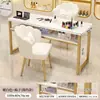 Mesa para Uñas 2026 Nuevo Modelo Individual Mesa Larga de Mármol Sintético Pequeño Juego de Mesa y Silla para Salón de Uñas Estación de Trabajo para Uñas