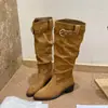 Botas altas hasta la rodilla para mujer, nuevas botas de primavera y otoño 2026, tacón grueso, punta fina, botas de plataforma de moda, botas altas de equitación