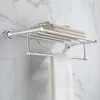Porta-toallas de baño de aluminio espacial negro, barra de toallas estilo hotel, portatoallas de baño plateado cepillado
