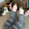 Calcetines Grues Cálidos de Estilo Étnico Fair Isle para Mujer de Otoño e Invierno, Calcetines Nuevos Holgados, Calcetines de Media Pantorrilla, Calcetines Versátiles para Mujer Estilo Ins