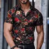 Camisa de verano para hombre de comercio exterior transfronterizo, camisa de manga corta transpirable y fresca, camisa con estampado digital de cuello de solapa para hombre