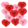Decoraciones para Fiesta de San Valentín Abanicos de Papel Rojos y Rosas en Forma de Corazón Decoración de Habitación de Boda Abanico Plegable en Forma de Corazón para Boda Adornos Colgantes
