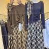 Conjunto de Dos Piezas Falda de Moda 2025 Primavera y Otoño Nuevo Aspecto Adelgazante Top con Diseño Asimétrico Traje de Falda a Cuadros