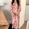 Estilo Nuevo 2026 Estilo Nacional Bata de Noche para Mujer, Verano Elegante y de Alta Gama Algodón Seda Ropa de Dormir, Nuevo Estilo Chino Vestido Largo de Algodón Seda para Vacaciones en la Costa