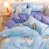Juego de cuatro piezas de ropa de cama de color verde fruta liso, juego de tres piezas de sábana y funda de edredón para todas las estaciones, funda de edredón, colcha, sábana, funda de almohada