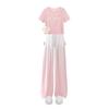 Top Alfabético Coringa da Moda Casual Elegante Vestir um Conjunto de Dopamina Estilo Preguiçoso Terno Conjunto de Duas Peças