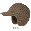 Chapéu de Lã Trançado com Proteção de Ouvido para Travessia de Fronteira para Pessoas de Meia-Idade e Idosos no Inverno, Boina Quente e à Prova de Frio, Chapéu de Lã Engrossado com Pelúcia para Homens