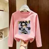 Linda camiseta de manga larga para niñas, nueva de 2026, elegante y dulce para primavera y otoño, top de algodón puro estilo coreano para niños