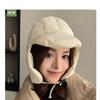 Gorra de aviador de invierno estilo coreano, ligera, cálida, rellena de plumón, con protección para las orejas, para hombres y mujeres, gorro para viento y nieve del noreste, algodón de plumón