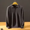 Cony~ Suéter de cachemir 100% para hombre con cuello, nueva colección otoño/invierno, color liso, suéter de punto de manga larga, adecuado para uso business casual