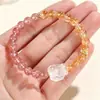 Nuevo Pulsera de Cristal Amarillo Torre de Cristal de Fresa Estilo Chino para Mujer, Pulsera de Cristal Blanco Nueve Colas Zorro de Moda y de Gama Alta