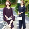 Conjunto de ropa de verano para madre joven, top y pantalón elegantes y con estilo, conjunto de dos piezas a la moda para mujeres de mediana edad y mayores