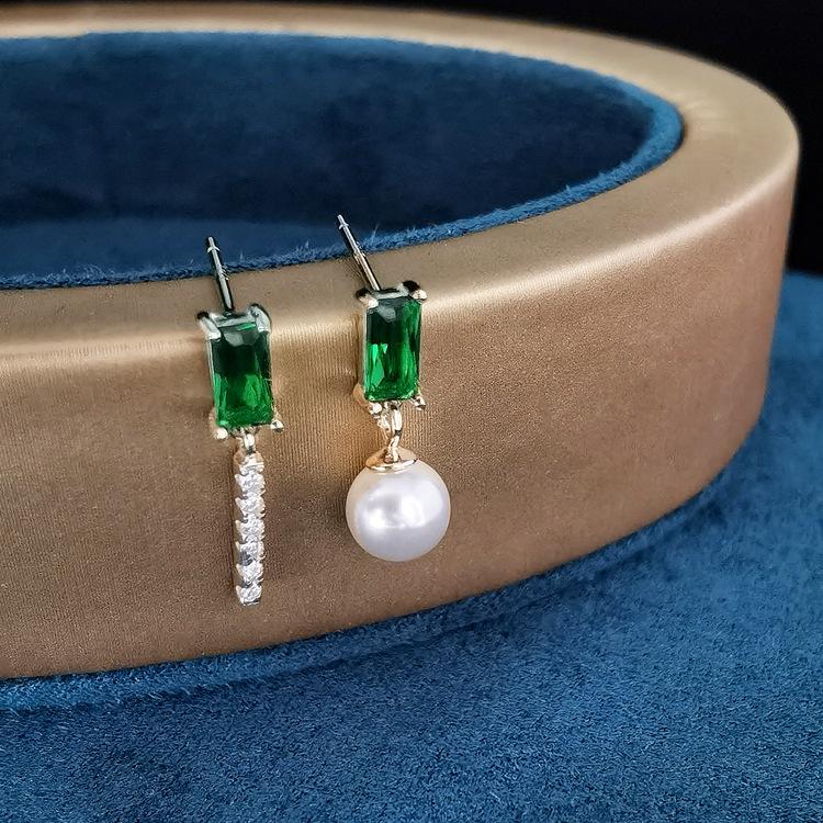 ED803243祖母绿珍珠耳钉AB款