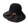 Sombrero de pescador de ala ancha para mujer, estilo coreano, combinable con todo, para viaje, protector solar, fino, con lazo