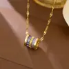 Collar de Acero de Titanio Estilo Coreano Cintura Pequeña para Mujer, Versátil, Moderno, Lujo Ligero, Colgante de Diamante de Alta Gama, Cadena para Clavícula para Mujer, No se Desvanece