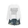 Amazon eBay site independente casual confortável versátil feminina dia de jogo poá gola redonda manga longa moletom para comércio exterior