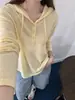26 Outono Novo Estilo Blusa, Lã Merino Super Fina 100%, Estilo Coreano Cor Sólida com Capuz e Cordão Manga Longa Suéter de Tricô para Mulheres