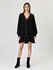 Nueva colección otoño/invierno 2026: Vestido cárdigan de punto de longitud media, con cuentas y volantes, un elegante vestido abrigo de suéter para mujer