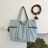 Bolsa de Mano Tipo Tote de Color Sólido Estilo Coreano Gran Capacidad 2026 Nuevo Nylon Casual Versátil para Mujer Viaje Compras