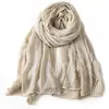 Bufanda de Algodón y Lino Rayada de Color Sólido Tie-Dye Moda Otoño e Invierno Cálida Unisex Bufanda para el Cuello Chal Artístico Retro