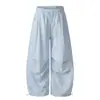 Calça Casual Listrada Estilo Retrô Americano para Mulheres Nova Coleção Primavera 2026 Solta Casual Reta de Perna Larga Calça Cargo Paraquedista