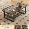 Mesa de Centro Estilo Creme para Sala de Estar, Adequada para Apartamentos Pequenos, Novo Modelo 2026, Mesa Pequena Criativa com Vidro Temperado, Mesa de Centro para Sofá