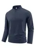 Camiseta Deportiva de Manga Larga para Hombre para Exteriores con Cuello Alto, Media Cremallera, Secado Rápido, Transpirable, Top de Golf, En Stock al por Mayor