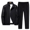 Traje Deportivo de Tres Piezas para Hombre Tallas Grandes Transfronterizo Primavera y Otoño Chaqueta de Cuello Alto + Sudadera + Pantalones Largos Ropa para Hombre de Comercio Exterior al por Mayor