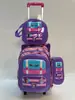 Mochila Escolar Transfronteriza con Carrito, Set de Tres Piezas, Lonchera, Estuche, Mochila Escolar con Carrito Rígido 3D