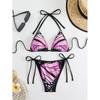 Biquíni com estampa de borboleta europeia e americana, novo biquíni sexy, decote profundo, costas nuas, alças de alta qualidade, feminino