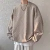 Sudadera jacquard de cuello redondo para hombre, camiseta de manga larga, ropa casual holgada estilo americano para primavera/otoño, sin capucha, adecuada como capa intermedia o capa base