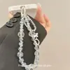 [Glaciar Azul Océano] Hielo Gigante Transparente Avanzado Nuevo Cubo de Azúcar con Cuentas Cadena para Teléfono Móvil Exquisita Brillante Nicho Cadena Colgante para Teléfono Móvil