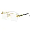 Gafas de Sol Estilo Nuevo, Cuadradas de Moda con Media Montura, Varillas Cortadas en Diamante y Decoración Floral, Gafas de Sol Doradas para Venta al por Mayor Transfronteriza