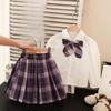Saia Jk Estilo Preppy para Meninas Primavera & Outono Colete Cardigã Tricotado Meia Saia Saia de Três Peças