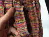 Renda com franjas de fio de algodão, borlas, fio de poliéster espesso, base de algodão, borda, cores fluorescentes, decoração colorida