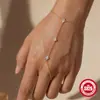 Anillo Pulsera Minimalista Geométrico Rombo de Plata Esterlina S925 con Incrustaciones de Diamantes, Estilo Popular de Influencer, Cadena de Dedo Elegante Más Vendida