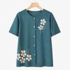 Top de Verano para Mamá, Camisa Estampada de Manga Corta de Verano para Personas Mayores (60-70 Años), Conjunto de Dos Piezas a la Moda