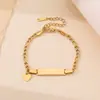 Pulseira Longa Curva Lisa Aço Inoxidável Ouro 18K Pulseira de Casal Pulseira para Gravação a Laser DIY Item Quente Transfronteiriço