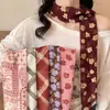 Bufanda Larga de Seda Rosa Floral Fresca y Bonita para Mujer, Muy Atractiva, Bufanda para el Cuello de Temporada de Primavera, Accesorio de Bufanda Larga tipo Cinta