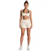 Conjunto de roupa de yoga feminina transfronteiriça com bolinhas em cores contrastantes, top esportivo com gola halter, conjunto de shorts de ciclismo e fitness para atividades ao ar livre de secagem rápida