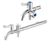 Grifo de Lavadora de Acero Inoxidable, Una Entrada, Dos Salidas, Divisor Doméstico de Tres Vías, Grifo de Agua de Doble Cabezal de Doble Propósito de 4 Puntos