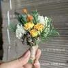 Mini Buquê de Flores Secas Transfronteiriço 12cm, Flores Reais, Rosas, Gipsofila, Presente, Lapela, Decoração de Carro, Decoração Feita à Mão