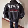 Jaqueta de Voo Estilo Americano com Gola Larga "Bordado Cavalo de Guerra" Corte Justo Casaco que Aumenta a Altura Jaqueta Curta Hip-Hop para Casal Masculino