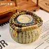 Pulseira Meia-Pulseira Círculo Duplo de Sândalo Verde Natural 6mm Pulseira de Contas Budista Mantra das Seis Palavras Joia Feminina de Ágata Cinza