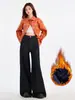 Pantalones de Pana de Pierna Ancha Sueltos Estilo Popular Yunheyu Trece Líneas Caídos Hasta el Suelo Más Fáciles de Combinar Jeans de Pierna Recta para Mujer