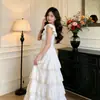 Vestido de Verano 2026 para Mujer, Dulce y Encantador, con Volantes, Cuello en V, Mangas Abullonadas, Estilo Pastel