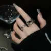 Estilo Minimalista Geométrico Anillo de Cristal Negro Ins Diseño de Nicho Personalidad de Moda Anillo Abierto de Gama Alta Moda Femenina de Moda